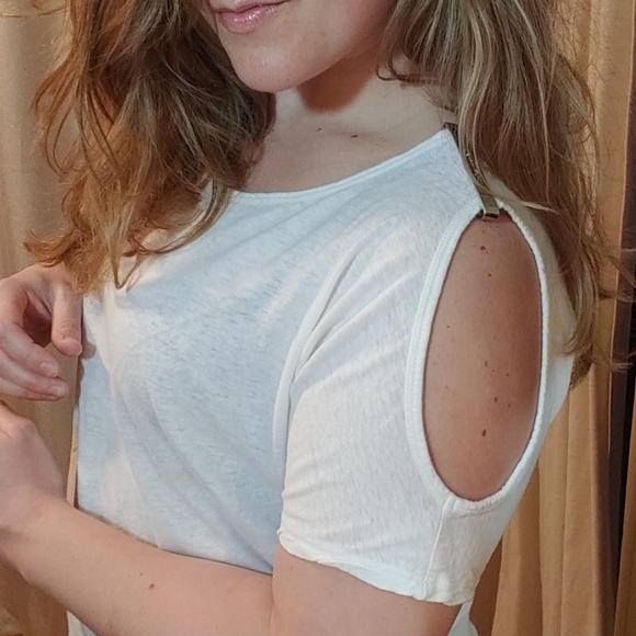 Michael Kors Tops - michael kors white cold shoulder t-shirt